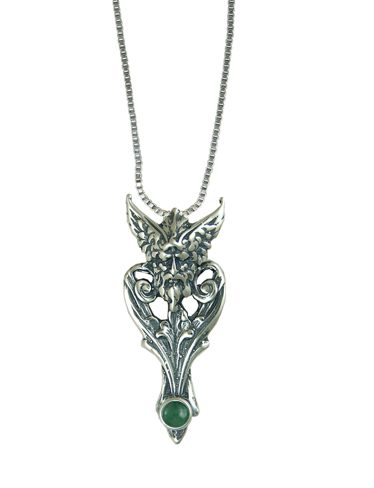 Sterling Silver Thor Viking Pendant With Jade